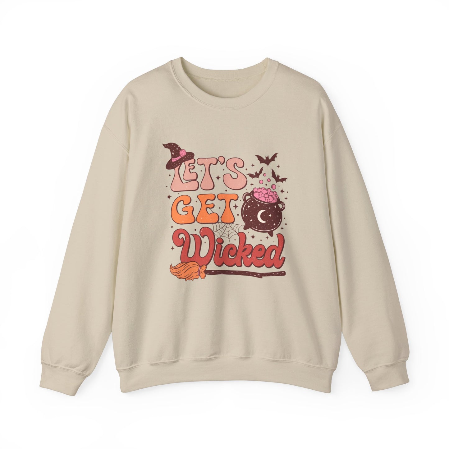 Let's Get Wicked Sweatshirt Funny Halloween Sweater Wicked Sweat Magical Spooky Season Crewneck Retro Halloween Witch Sweatshirt Women Gift