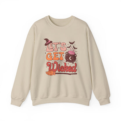 Let's Get Wicked Sweatshirt Funny Halloween Sweater Wicked Sweat Magical Spooky Season Crewneck Retro Halloween Witch Sweatshirt Women Gift