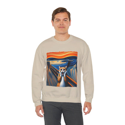 Funny Edvard Munch Cat Sweatshirt Funny The Scream-ing Cat Art Painting Sweater Parody of Edvard Munch Cat Sweater Unique Art Cat Lover Gift