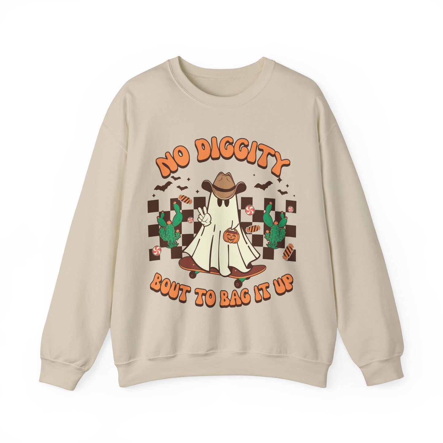 No Diggity Bout To Bag It Up Sweatshirt Funny Cowboy Halloween Sweater Trick or Treat Sweat Retro Halloween Crewneck Western Halloween Gift