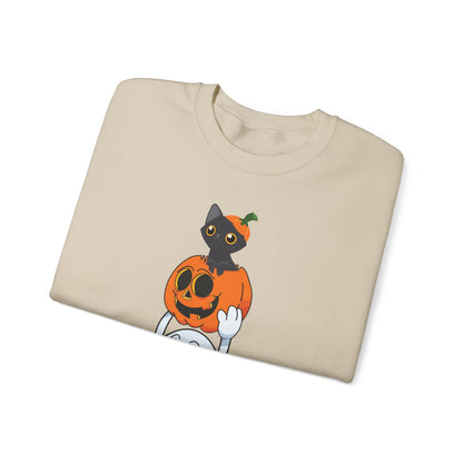 Cute Halloween Sweatshirt Funny Ghost Pumpkin Black Cat Sweater Funny Halloween Sweater Spooky Season Apparel Boo Ghost Fall Spooky Ghost