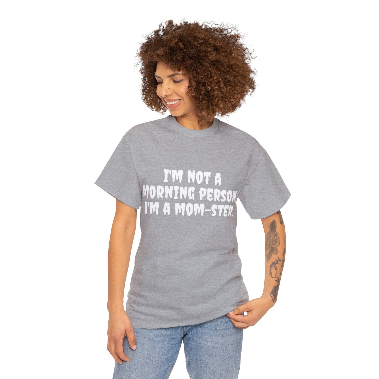 Funny Mom's Unisex Heavy Cotton Tee,"..Im a mom-ster.",Mother's Day Gift,T-shirt for Her, Ladies Adult Unique Novelty Present