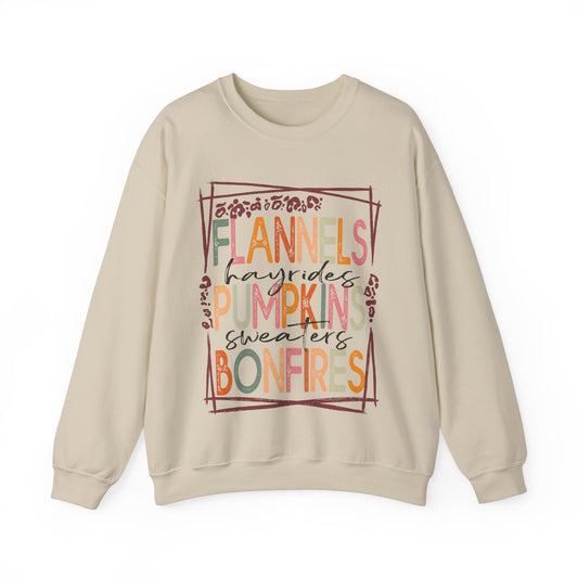 Cute Fall Sweatshirt Flannels Hayrides Pumpkins Sweaters and Bonfires Sweat Fall Vibes Sweater Weather Pumpkin Season Retro Fall Crewneck