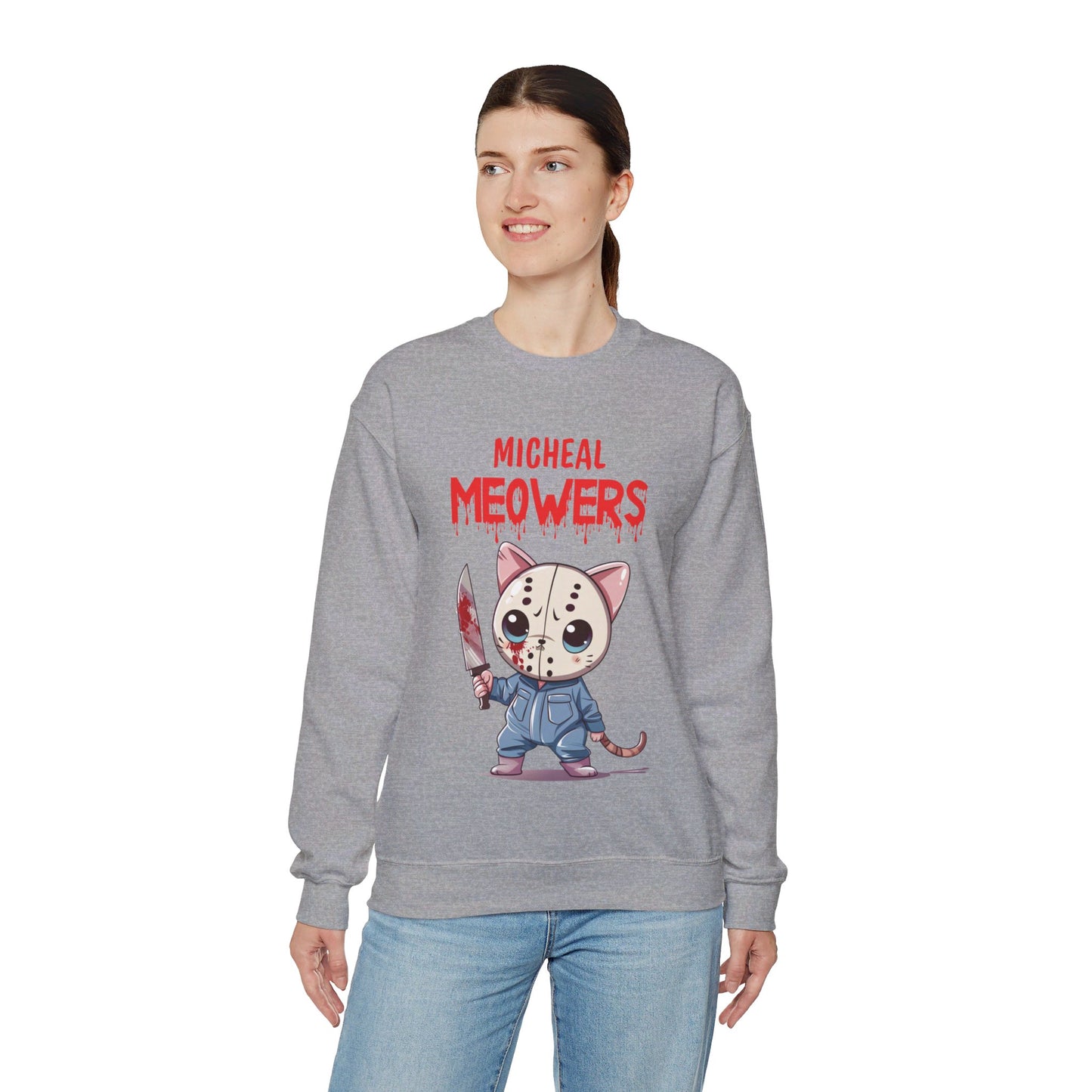 Michael Meowers Sweatshirt Funny Halloween Cat Lover Sweater Horror Character Sweatshirt Horror Movie Addicts Sweater Horror Fan Club Gift