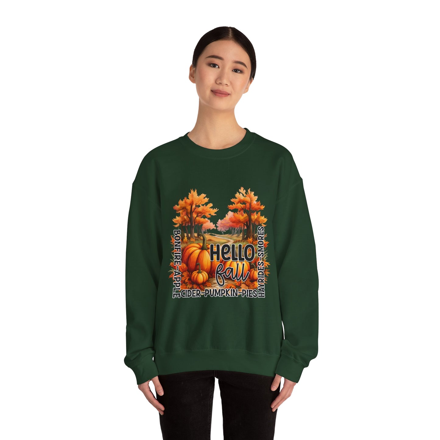 Hello Fall Sweatshirt Fall Words Sweater Hello Fall Crewneck Autumn Season Sweat Fall Graphic Apparel Cute Pumpkin Thanksgiving Sweatshirt