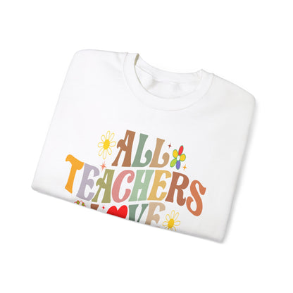 All Teachers Love Brains Halloween Sweatshirt Teacher Halloween Sweater Retro Halloween Sweatshirt Groovy Teacher Fall Season Apparel