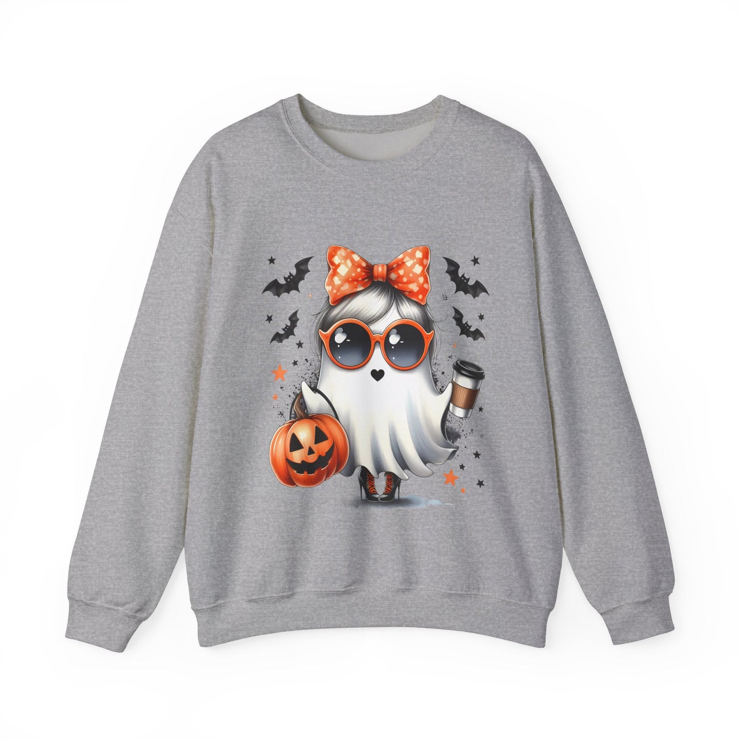 Boo-Jee Ghost Halloween Sweatshirt Cute Ghost Sweatshirt Fall Sweater Bougie Ghost Coffee Lover Pullover Sweater Autumn Boojee Spooky Season