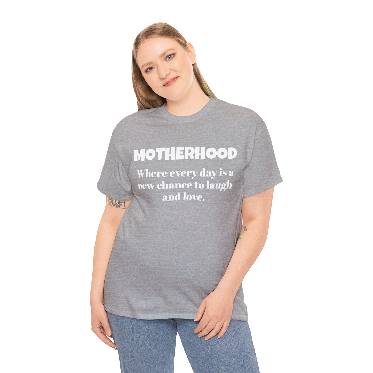 Fun Mom's Unisex Heavy Cotton Tee, "MOTHERHOOD", Mother's Day Gift, T-shirt for Her, Ladies Adult Unique Novelty Present