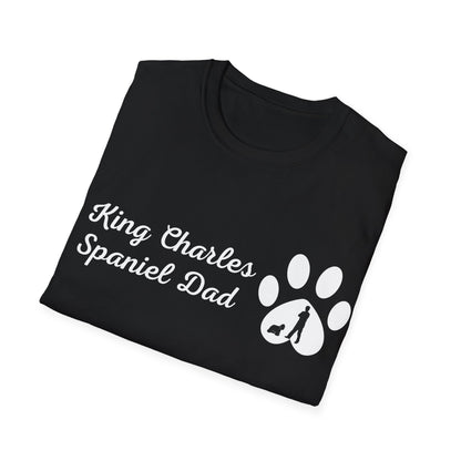 Doggy Dad's T-shirt, "King Charles Spaniel Dad", Dog Father's Day Gift, Fur Papa, Unique Men's Apparel Novelty Pet Lover Tee Present