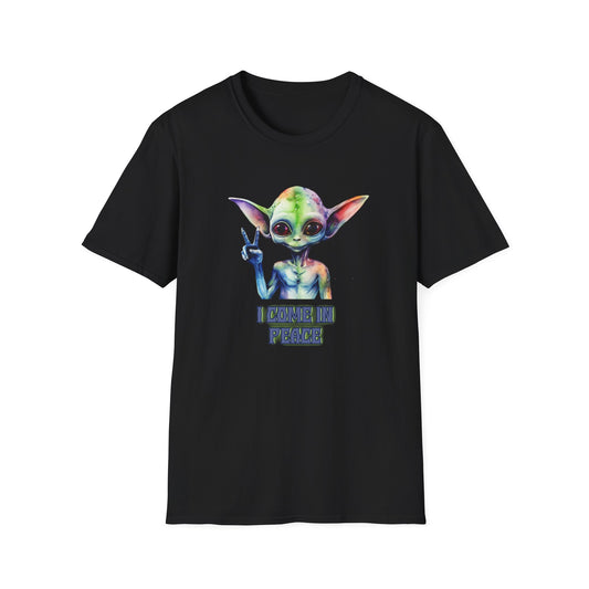 Psychedelic Retro Alien T-Shirt Graphic Art Unisex tshirt Funny UFO Tee UAP Shirts Weird Cool Gift Alien Outer Space Galaxy I Come In Peace