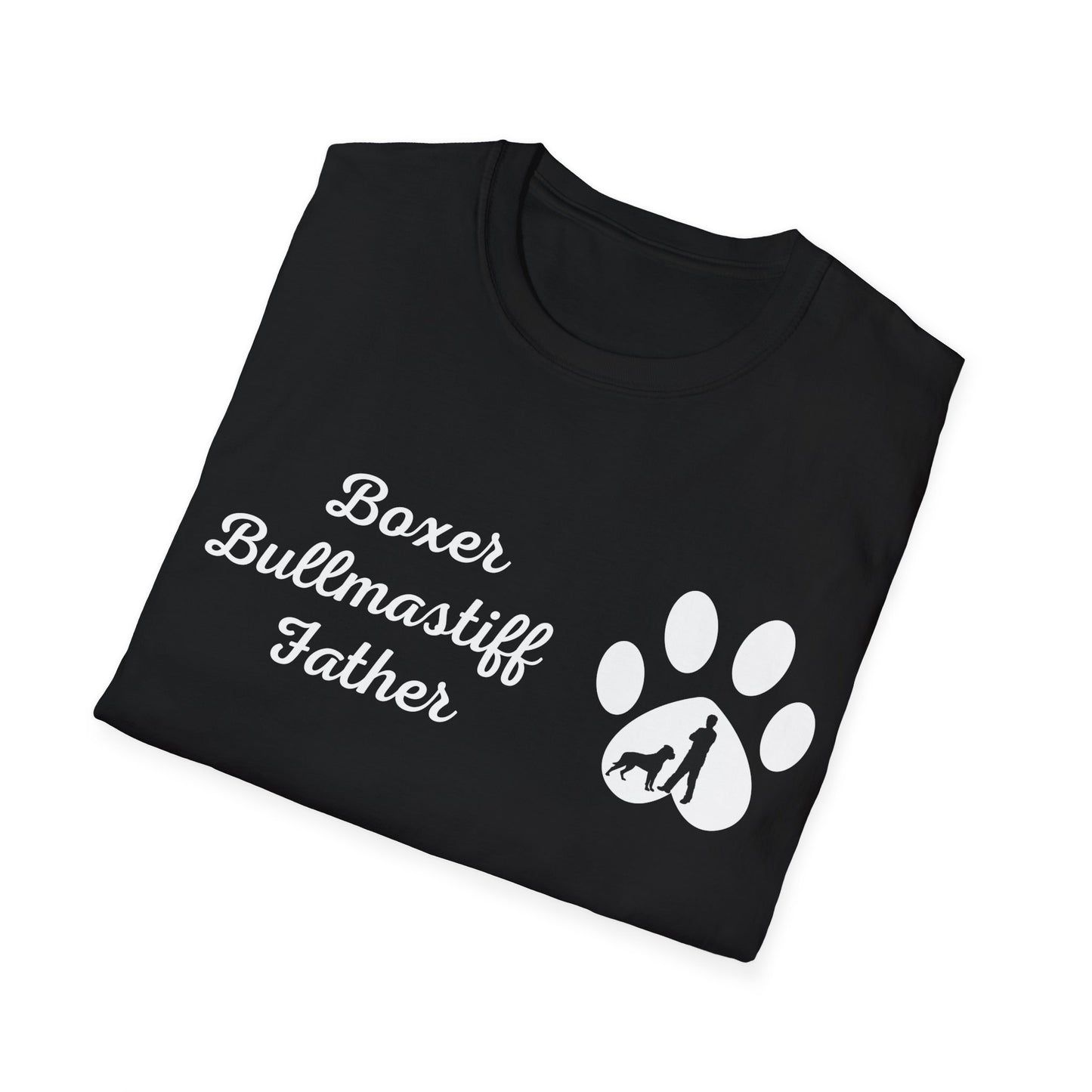 Doggy Dad's T-shirt, "Boxer Bullmastiff Father", Dog Father's Day Gift, Fur Papa, Unique Men's Apparel Novelty Pet Lover Tee