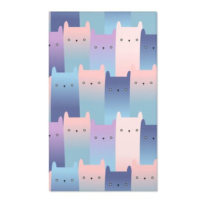 Cute Kitty Cat Lover Area Rug Funky Pastel Animal Modern Rug Carpet Matching Range Bedroom Living Room Rug Home Decor Teens Dorm Adult Gift