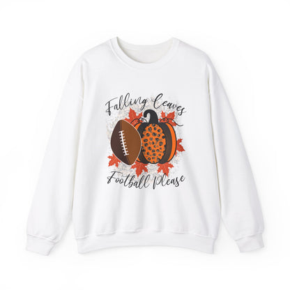 Fall Vibes Football Sweatshirt Falling Leaves Football Please Sweater Footbal Mom Fall Sweater Football and Pumpkin Crewneck Autumn Season