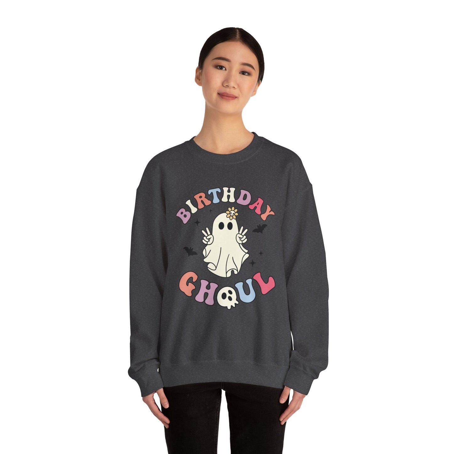 Birthday Ghoul Sweatshirt Funny Halloween Birthday Sweater Retro Halloween Ghost Sweatshirt Groovy Halloween Birthday Party Spooky Season