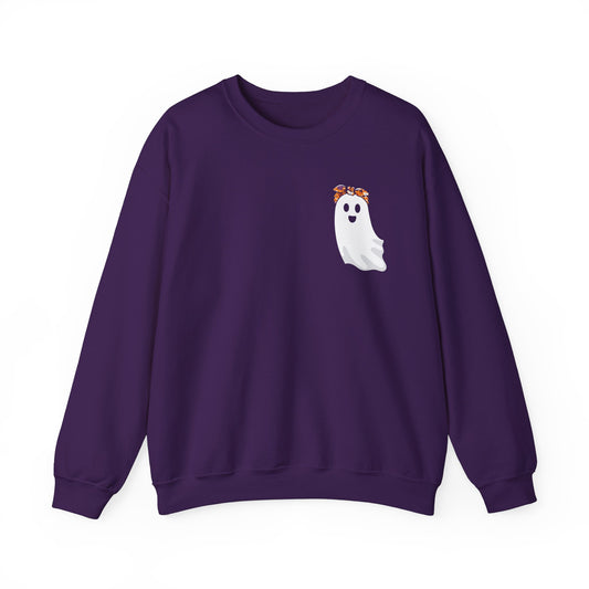 Retro Ghost Halloween Sweatshirt Cute Ghost Sweater Groovy Vintage Floral Pocketsize Ghost Sweatshirt Spooky Season Crewneck Cottagecore