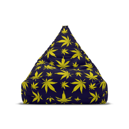 Weed Cannabis Gaming Bean Bag Chair Cover Yellow Navy Home Decor Marijuana Pot Leaves Games Beanbag Living Room Gift Adults Bedroom Man Cave