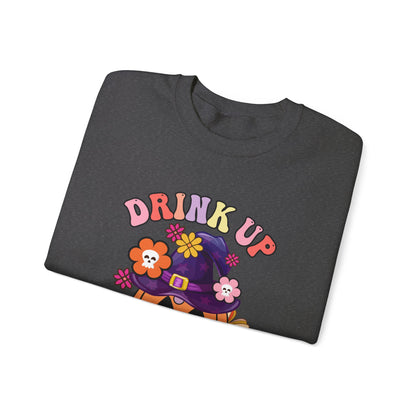 Drink Up Witches Sweatshirt Funny Halloween Retro Halloween Party Sweater Witches Sweatshirt Groovy Halloween Outfit Group Halloween Sweater