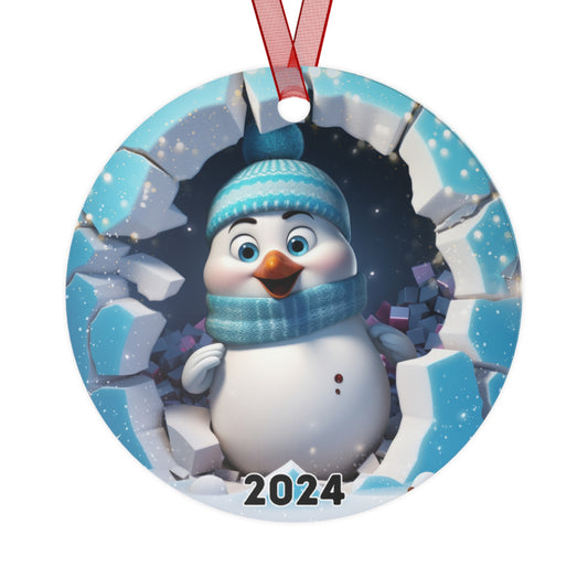 3D Breakthrough Penguin Ornament 2024 Christmas Decoration Round Metal Holiday 2024 Gift Idea Funny Exchange Gift White Elephant Xmas