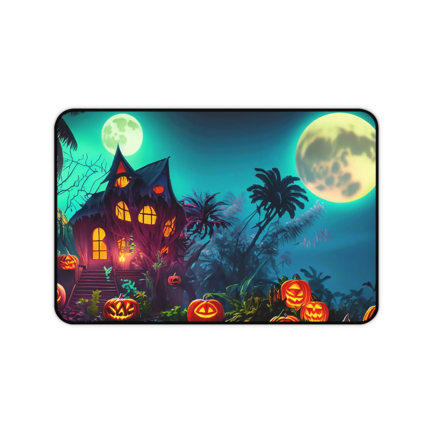 Retro Halloween Desk Mat Tropical Neon Office Desk Accessory Whimsigoth Mouse Pad Spooky Pumpkins Desk Pad XL Gaming Mousepad Unique Gift