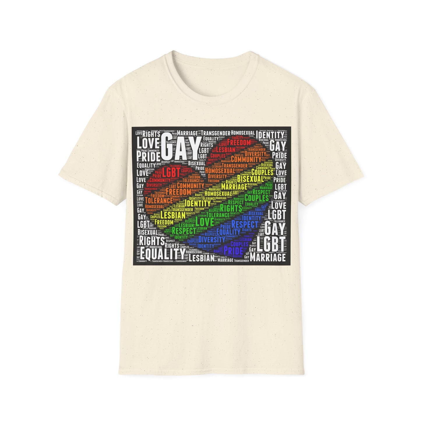 Unisex LGBTQ Lesbian Gay Pride Word Cloud T-Shirt, Proud Love Support Gift, Rainbow Heart Apparel, Unique Pride Month t shirt