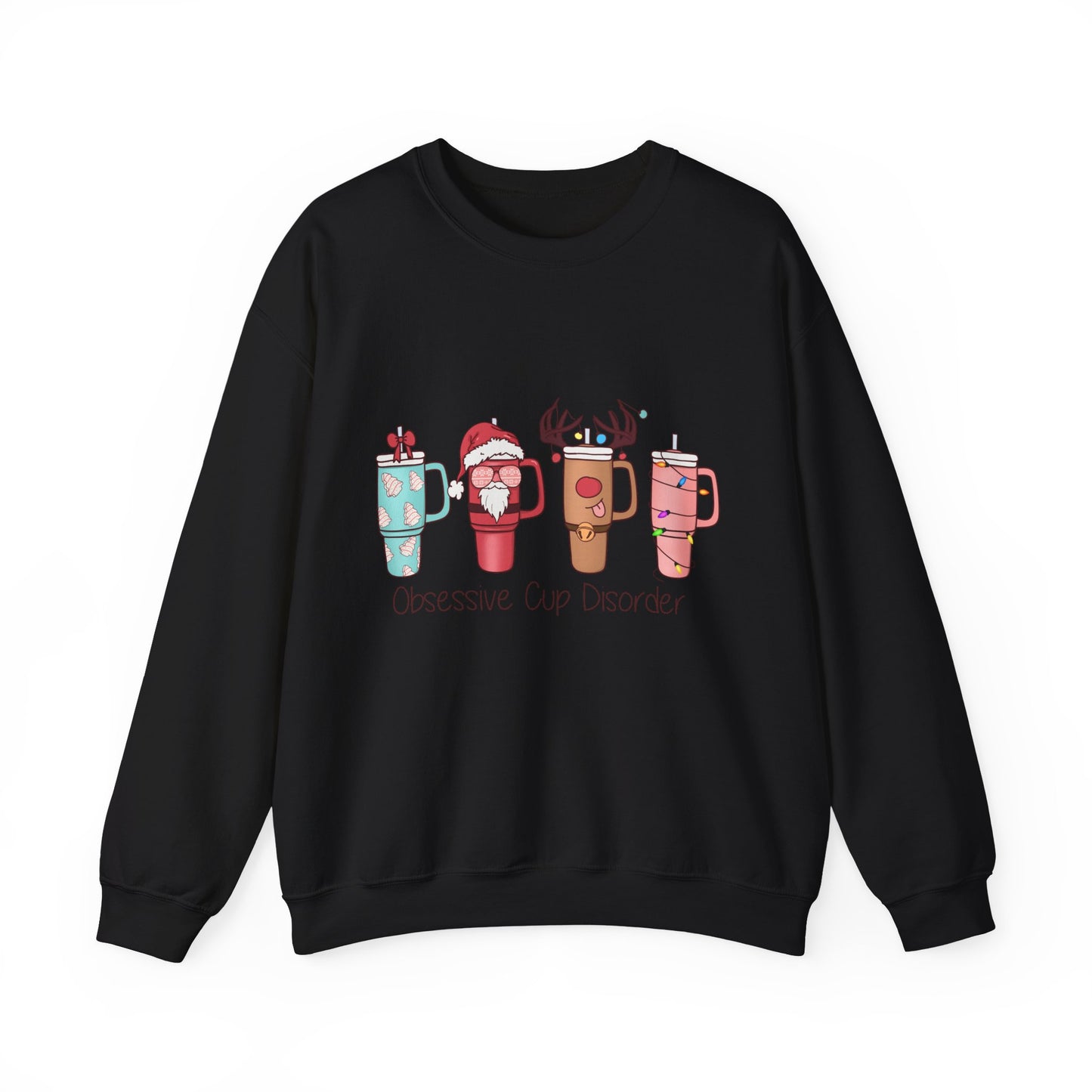 Retro Christmas Obsessive Cup Disorder Sweatshirt Funny OCD Sweater Funny Christmas Cups Crewneck OCD Lover Xmas Coffee Tee Christmas Sweat