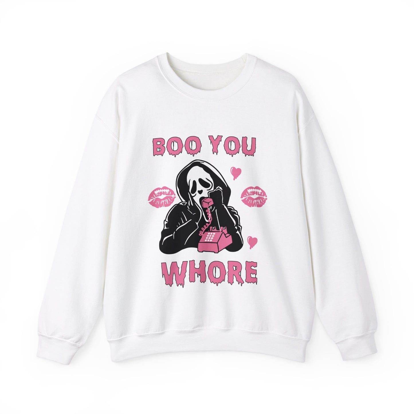 Boo You Whore Sweatshirt Funny Halloween Sweater Spooky Season Sweatshirt Horror Movie Halloween Outfit Ghostface Valentine Sweatshirt Gift