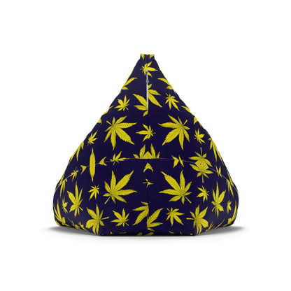 Weed Cannabis Gaming Bean Bag Chair Cover Yellow Navy Home Decor Marijuana Pot Leaves Games Beanbag Living Room Gift Adults Bedroom Man Cave