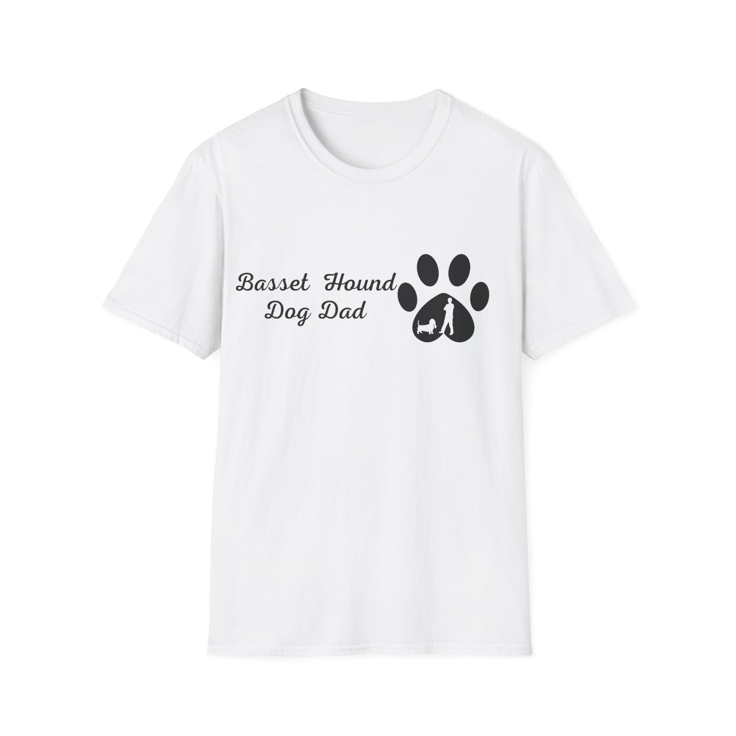 Doggy Dad's T-shirt, "Basset Hound Dog Dad", Dog Father's Day Gift, Fur Papa, Unique Men's Apparel Novelty Pet Lover Tee