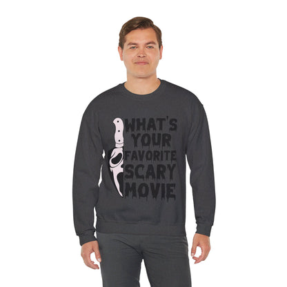 What's Your Favorite Scary Movie Sweatshirt Horror Movie Addict Sweater Ghostface Halloween Sweatshirt Scream Sweater Gift Horror Movie Club