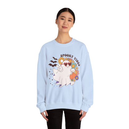 Spooky Vibes Halloween Sweatshirt Retro Groovy Ghost Sweater Groovy Halloween Sweater Retro Spooky Season Apparel Cute Spooky Vibes Ghost