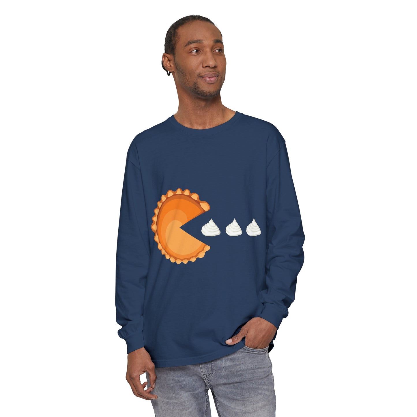 Pumpkin Pie Sweatshirt Funny Thanksgiving Long Sleeve Sweatshirt Sweater Fall Pumpkin Pac Man Thick Thighs Pumpkin Season Gift