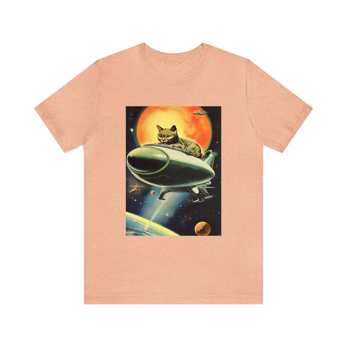 Funny Spaceship Cat UFO Shirts Unique Flying Saucer Weird Cool Gift Galaxy Cat Unisex T-Shirt Retro Vintage Graphic UAP tshirt Cat Lover Tee