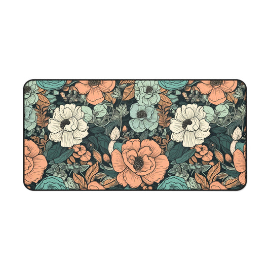 Cottagecore Desk Mat Retro Floral Office Desk Accessories Farmstyle Botantical Mouse Pad Vintage Flowers Desk Pad Plant Mom Gift Idea Ladies