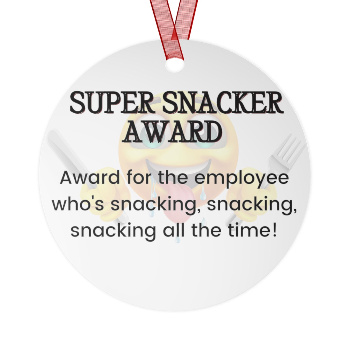 Funny Office Award Metal Ornament Super Snacker Award Funny Coworkers Work Party Gift Year End Ornament Office Gift Employee Xmas Ornament