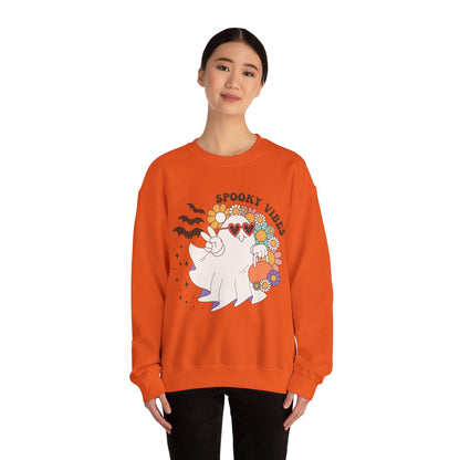 Spooky Vibes Halloween Sweatshirt Retro Groovy Ghost Sweater Groovy Halloween Sweater Retro Spooky Season Apparel Cute Spooky Vibes Ghost