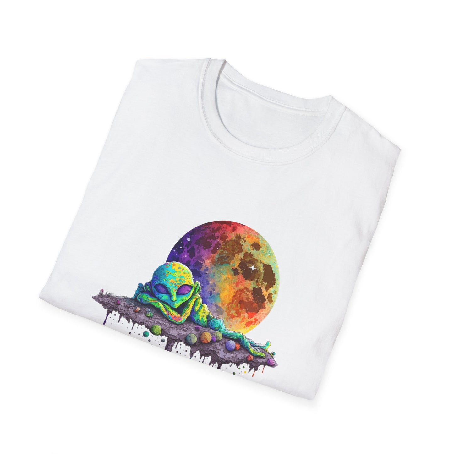 Cute Space Alien T-Shirt Graphic Art Unisex tshirt Funny UFO Lover Tee UAP Shirts Weird Cool Gift Psychedelic Retro Trippin' Across Galaxies