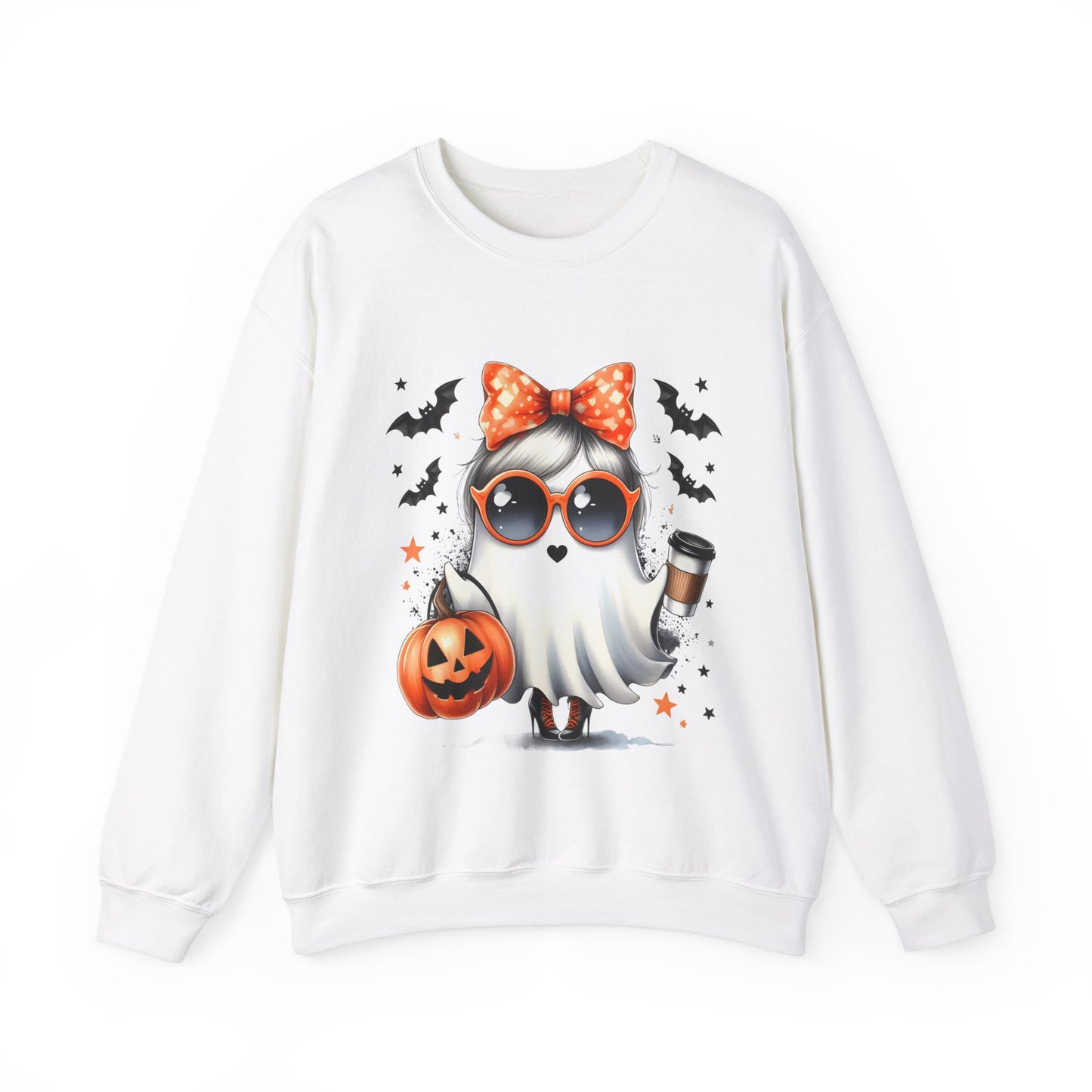 Boo-Jee Ghost Halloween Sweatshirt Cute Ghost Sweatshirt Fall Sweater Bougie Ghost Coffee Lover Pullover Sweater Autumn Boojee Spooky Season