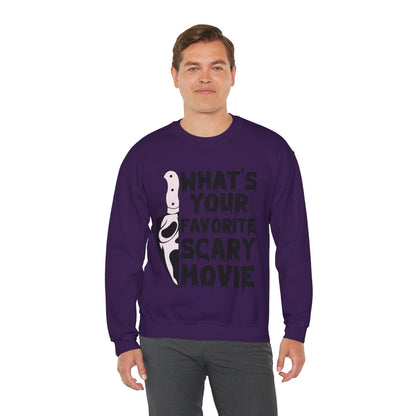 What's Your Favorite Scary Movie Sweatshirt Horror Movie Addict Sweater Ghostface Halloween Sweatshirt Scream Sweater Gift Horror Movie Club