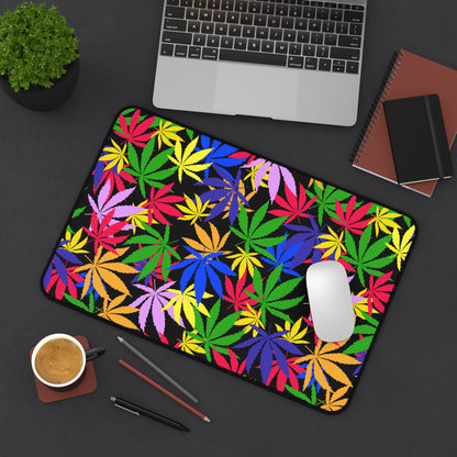 Cannabis Gaming Desk Mat Colorful Office Desk Accessory Marijuana Mouse Pad Pot Leaves Desk Pad Weed Large Mousepad XL Unique Gift Men