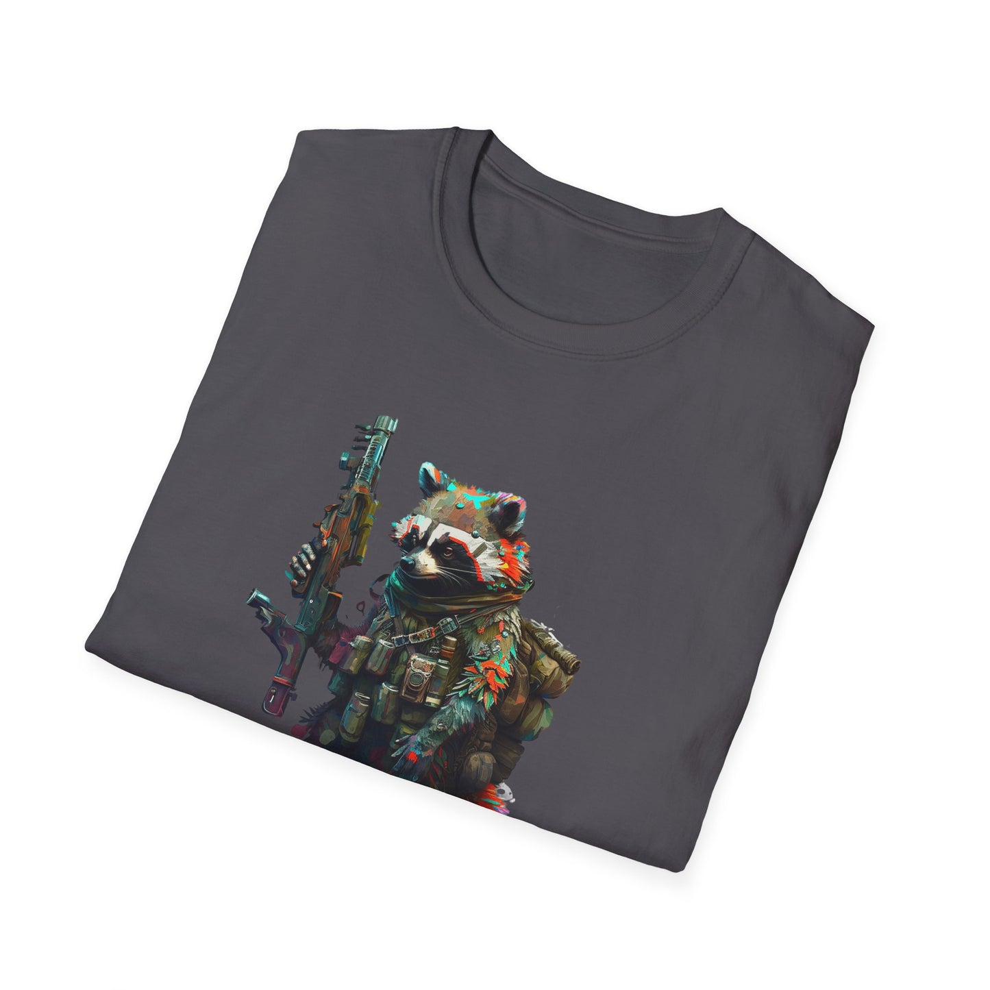 Cyberpunk Space Raccoon T-Shirt Graphic Art Funny Unisex tshirt UFO Lover Tee UAP Shirts Weird Cool Gift Retro Art Science Geek Astro Bandit