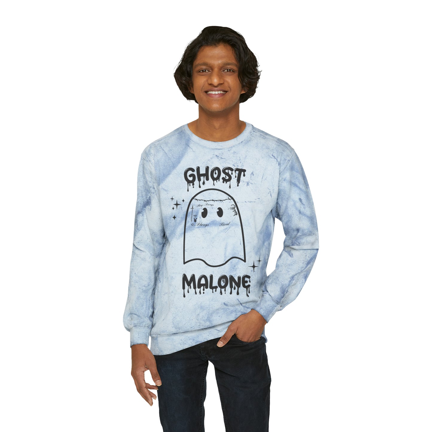 Ghost Malone Sweatshirt Halloween Sweater Cute Ghost Sweatshirt Funny Halloween Outfit Spooky Season Color Blast Sweat Spooky Halloween Gift