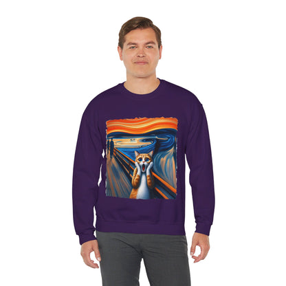 Funny Edvard Munch Cat Sweatshirt Funny The Scream-ing Cat Art Painting Sweater Parody of Edvard Munch Cat Sweater Unique Art Cat Lover Gift