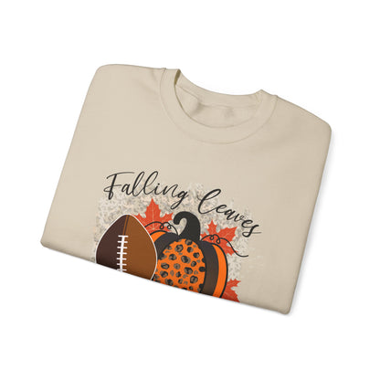 Fall Vibes Football Sweatshirt Falling Leaves Football Please Sweater Footbal Mom Fall Sweater Football and Pumpkin Crewneck Autumn Season