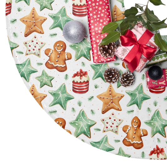 Vintage Cookies Christmas Tree Skirt Gingerbread Man Christmas Tree Skirt Bohemian Holiday Tree Decor Funny Retro Vintage Unique Gift Idea