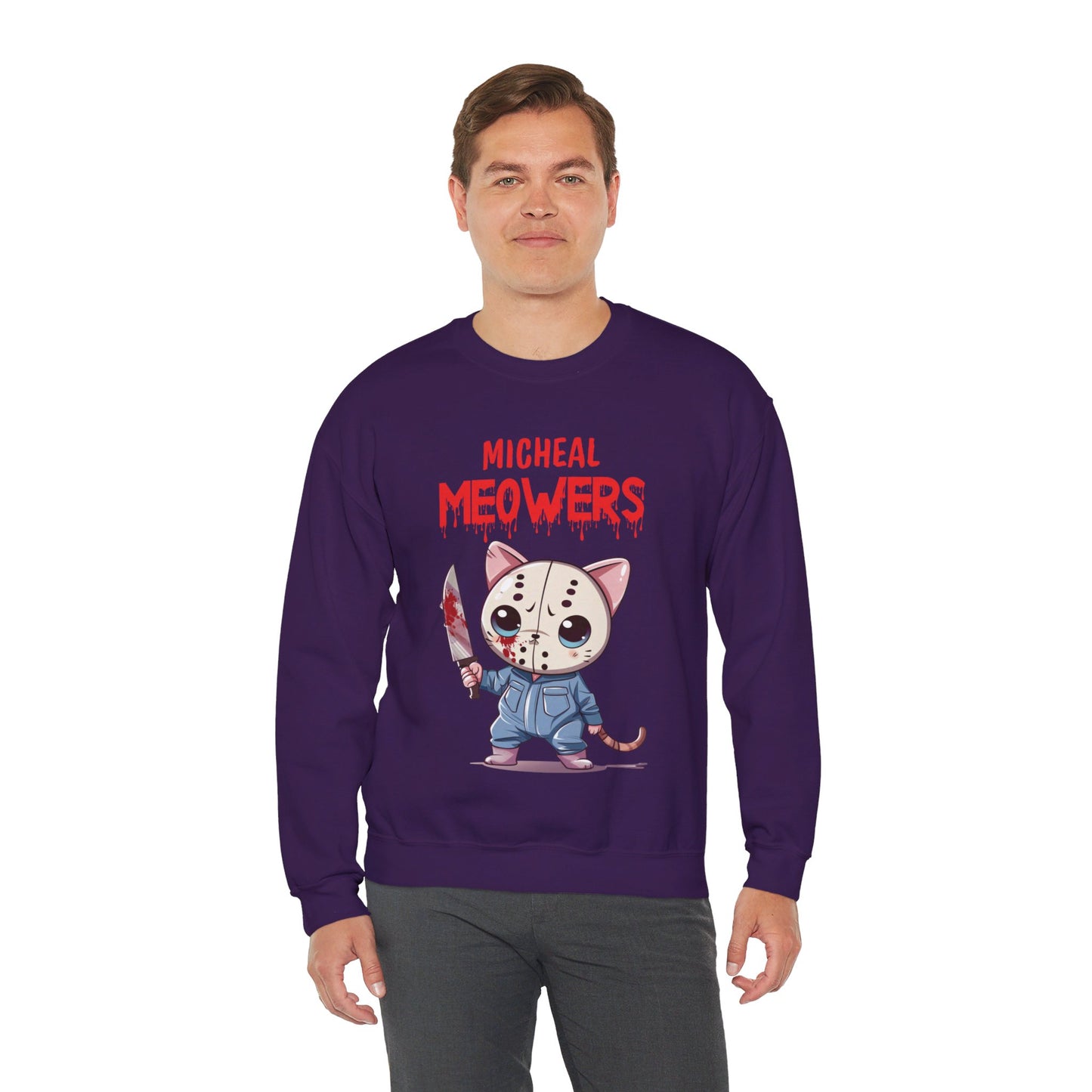 Michael Meowers Sweatshirt Funny Halloween Cat Lover Sweater Horror Character Sweatshirt Horror Movie Addicts Sweater Horror Fan Club Gift