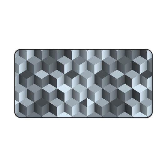 3D Desk Mat Realistic Office Desk Accessories Grey Blocks Mouse Pad Geometrical Desk Pad Holographic Gaming Mousepad Unique Gift Idea Men