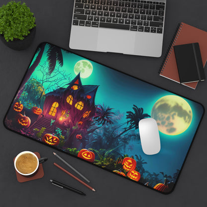 Retro Halloween Desk Mat Tropical Neon Office Desk Accessory Whimsigoth Mouse Pad Spooky Pumpkins Desk Pad XL Gaming Mousepad Unique Gift