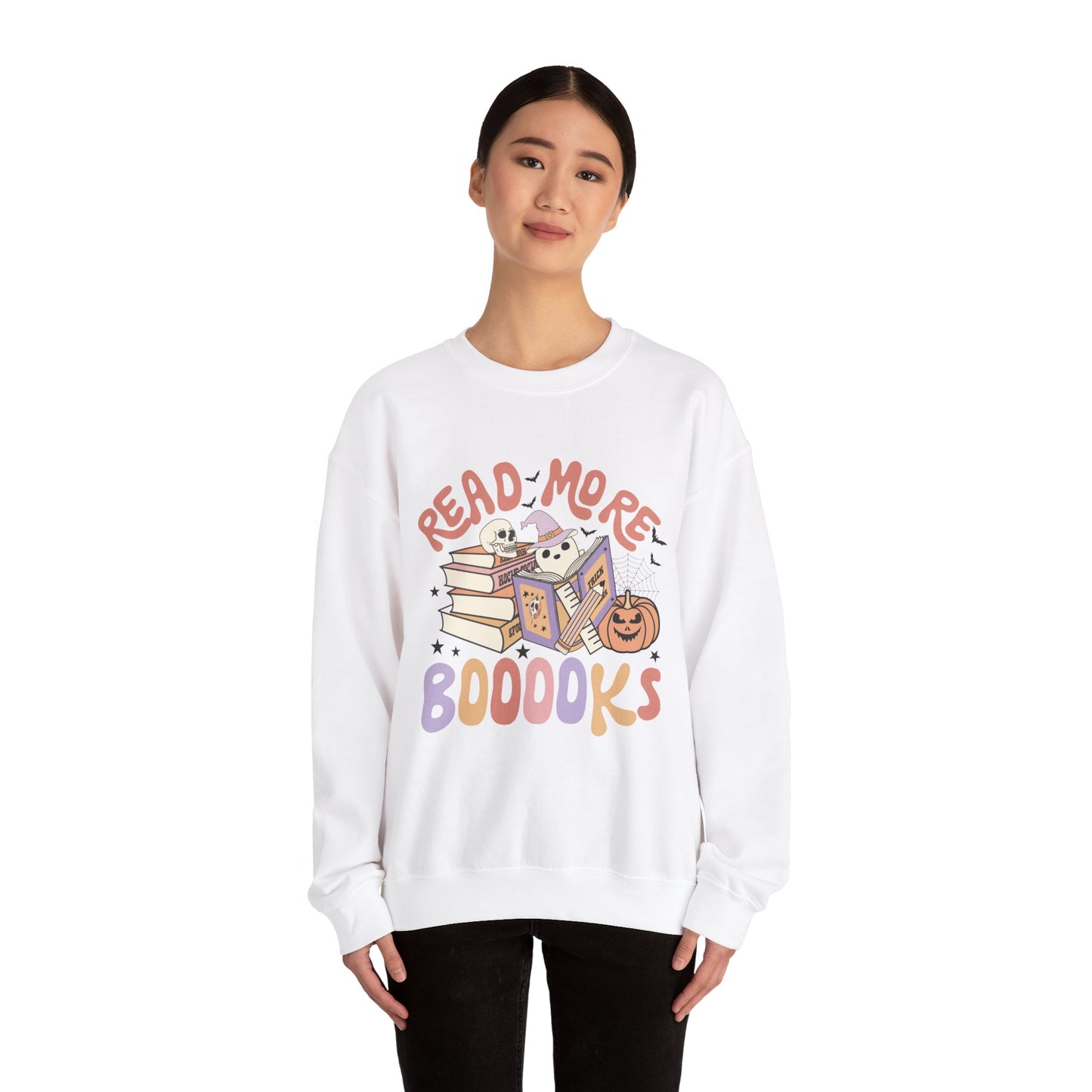 Read More Booooks Sweatshirt Teacher Halloween Sweater Spooky Teacher Sweatshirt Ghost Reading Books Crewneck Bookish Fall Book Lovers Gift