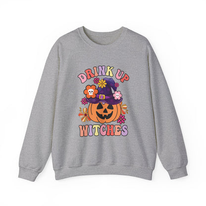 Drink Up Witches Sweatshirt Funny Halloween Retro Halloween Party Sweater Witches Sweatshirt Groovy Halloween Outfit Group Halloween Sweater