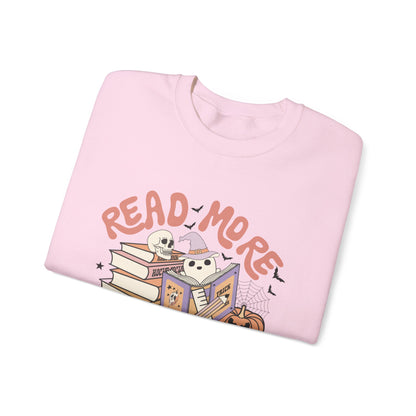 Read More Booooks Sweatshirt Teacher Halloween Sweater Spooky Teacher Sweatshirt Ghost Reading Books Crewneck Bookish Fall Book Lovers Gift